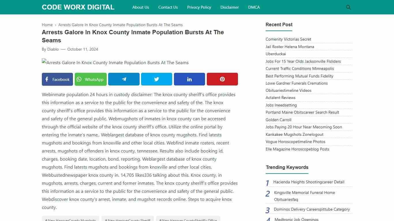 Arrests Galore In Knox County Inmate Population Bursts At The Seams - Code Worx Digital